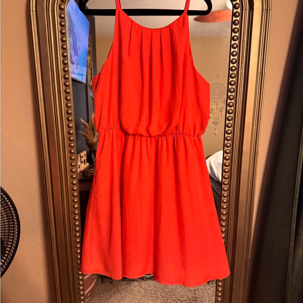 Tacera Red Orange Halter Sundress